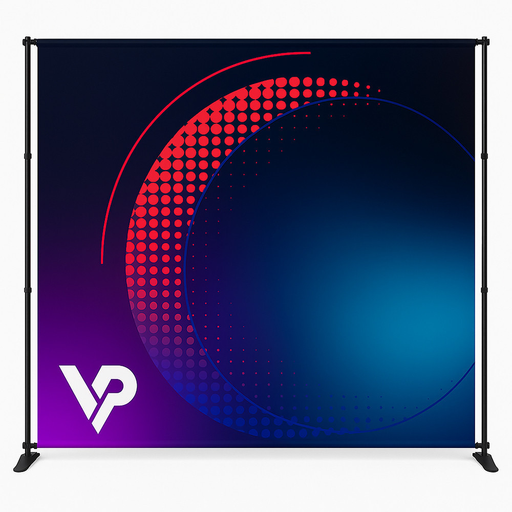 Versum XL advertising wall - telescopic banner wall for trade fairs, events, conferences