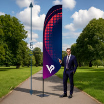 Beachflag advertising flag Winder L 410 cm - high flag 4,1 m with printing | Vprintshop