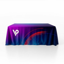 Obrus s potlačou na mieru (logo) | 200g polyester, sublimačná tlač | Obal na stôl na veľtrhy a podujatia
