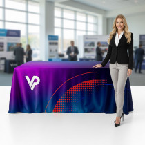 Nappe imprimée personnalisée (Logo) | 200g Polyester, impression par sublimation | Couverture de table pour foires et événements