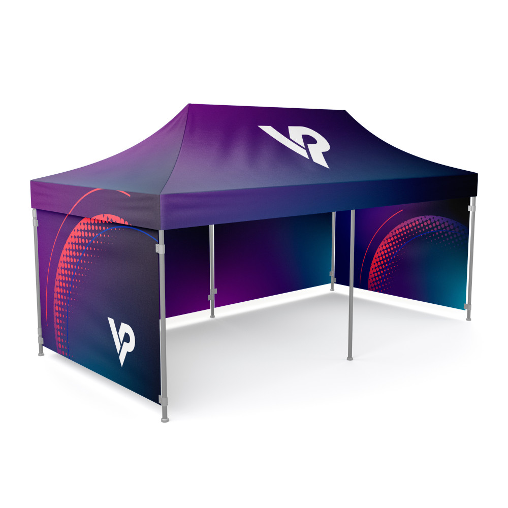 Tente publicitaire événementielle 3×4,5 m avec impression couleur - VPrintShop