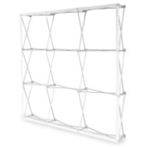 Tekstilinė reklaminė sienelė 3x3 tiesi "Velcro Pop-Up" - rodymo sistema ant "Velcro" su spauda, rėmeliu ir transportavimo krepši