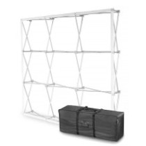 Textile Werbewand 3x3 gerade Klettverschluss Pop-Up - Display System auf Klettverschluss mit Druck, Rahmen + Transporttasche