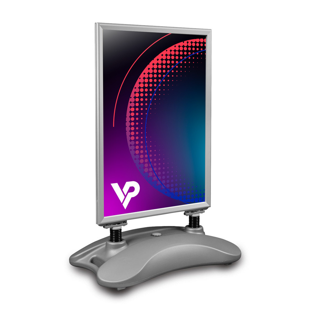 Hampton A1 silver stamper - outdoor advertising stand with water base and OWZ frame