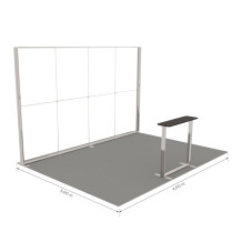 Stoisko targowe z systemu LUMIX™ 12 m² (4x3) półwysep z grafiką, targi