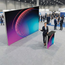 LED LUMIX 12 m2 4x3 peninsula trade fair stand + graphics and stand