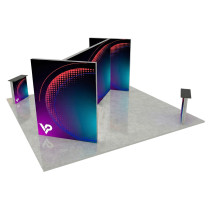 Stoisko targowe LUMIX 5x5 wyspa 25 m² - podświetlane moduły LED, ekspozycja 360