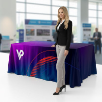 Custom Printed Advertising Tablecloth (Logo) to Size | 200g Polyester, Sublimation Printing | Table Cover for Trade Shows and Ev