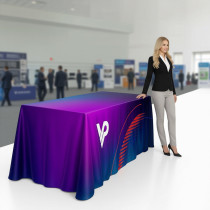 Individuell bedrucktes Tischtuch (Logo) | 200g Polyester, Sublimationsdruck | Tischdecke für Messen und Veranstaltungen
